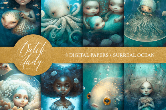 Dreamlike Waves: Surreal Ocean Digital Art Backgrounds