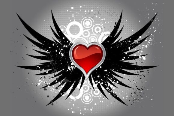 Glossy Heart on Grunge Wings: A Designer's Go-To for Edgy Elegance