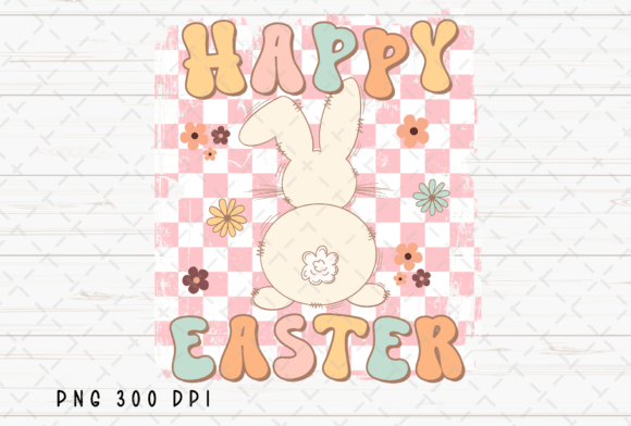 Happy Easter Bunny Retro Checkered: A Festive PNG for Your Projects