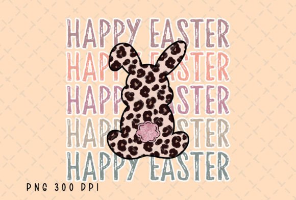 Happy Easter Stacked Leopard Bunny PNG: A Bold Design Asset