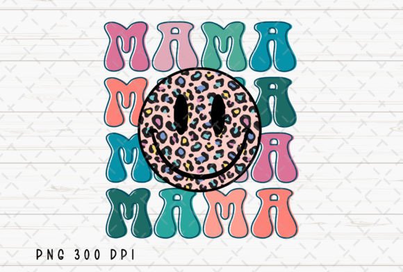 Mama Retro Smiley Face Leopard Mom: A Bold PNG for Creative Projects