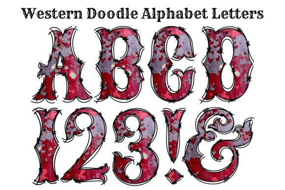 Rusted Pink Metal Doodle Alphabet: A Creative Asset for Modern Projects
