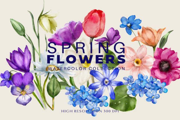 Spring Flowers Watercolor Huge Set: A Designer's Garden