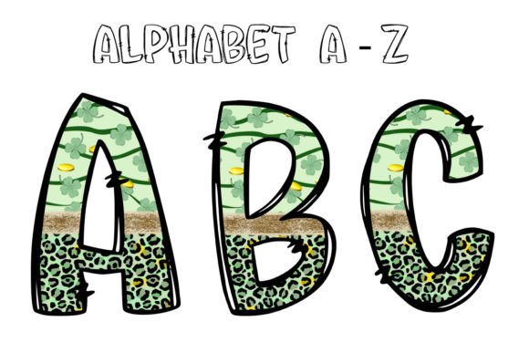 St Patricks Alphabet Doodle Clover Coin