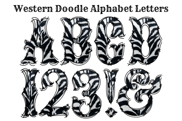Western Zebra Fur Doodle Alphabet: A Wild Design Asset
